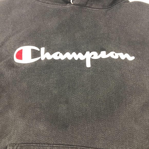 Y2K Champion Reverse Weave Sweatshirt Men's Large Black Faded Pullover Hoodie - Picture 4 of 13